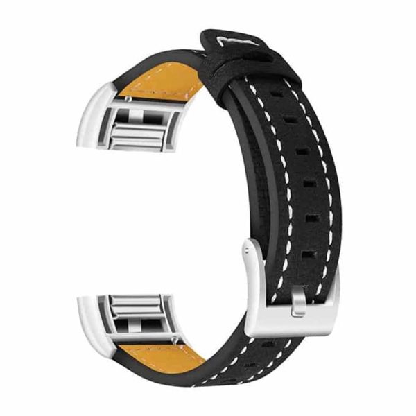 Leather Watch Strap for Fitbit Charge 2- Black