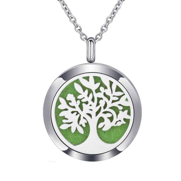 Oil Diffuser Stainless Steel Tree of Life Locket Necklace