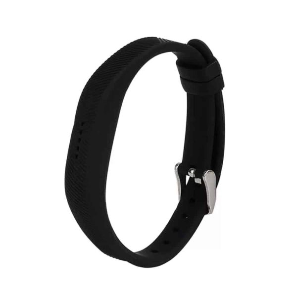 Sporty Silicone Strap for Fitbit Flex 2 Fitness Tracker- Black