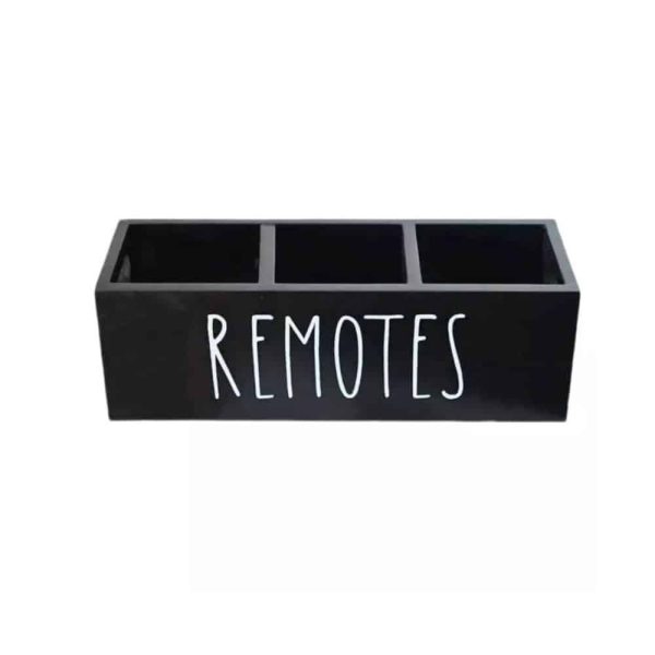Black Wooden Farmhouse Remote Control Holder Storage Organizer