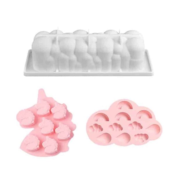 3D Rectangular Cloud & Rainbow/Unicorn Silicone Baking Mould- Combo
