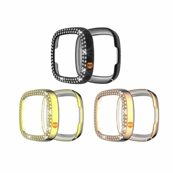 Diamond PC Case for Fitbit Versa 3- Black + Gold + Rose Gold