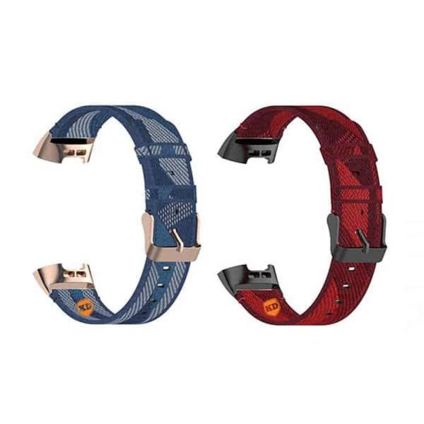 Nylon Strap for Fitbit Charge 3/SE/4- Navy + Red Combo
