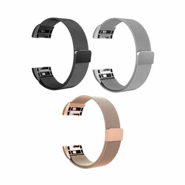 S/Steel Milanese Strap for Fitbit Charge 2 (S/M) - x3 Combo