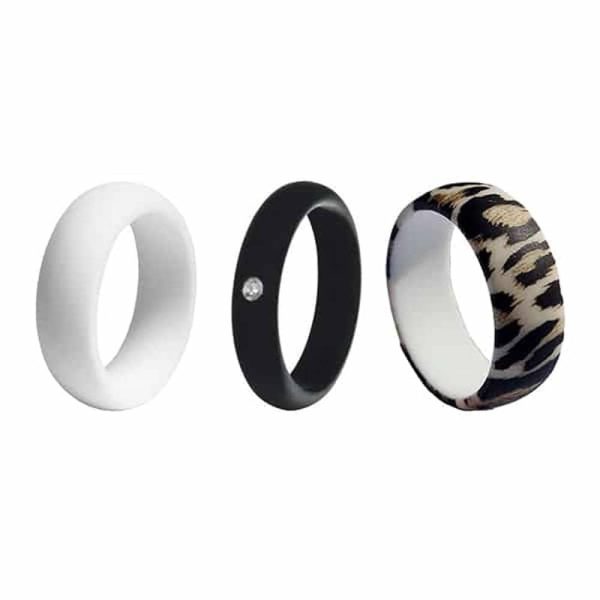 5mm Silicone Ring (USA 8 RSA Q)-Diamond, White & Leopard Combo