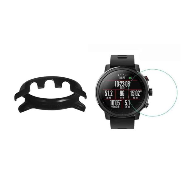 KillerDeals Amazfit 2/2S Stratos TPU Case (black) + Glass Protector